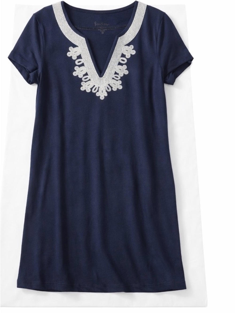 Lilly Pulitzer Navy Top with Gold Logo Print
